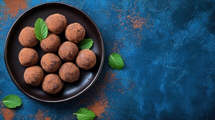Dark chocolate truffles with mint