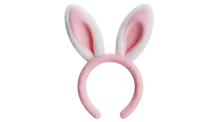 Easter sunday pink bunny ears headband isolated on transparent background