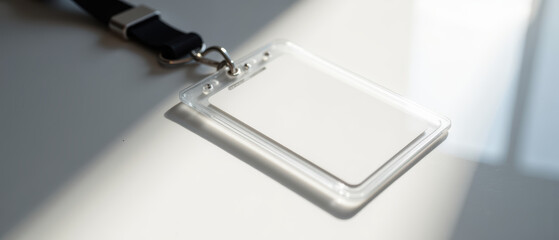 Clear badge holder lanyard identification office supplies blank ID plastic workplace accessories professional minimalistic
