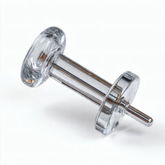 A 3d Rendering Of A Glass And Chrome Dumbbell Style Object On A White Background