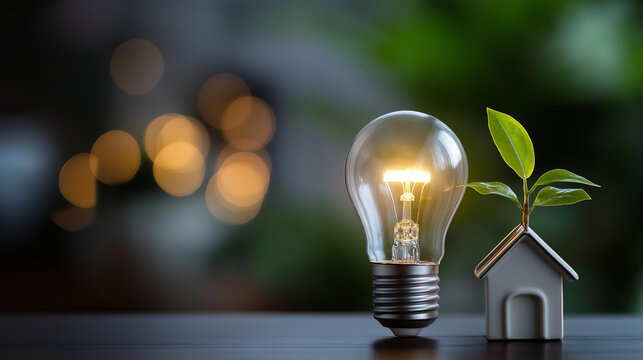 Eco friendly electricity and sustainable energy concept at home green power solutions renewable energy residential use environmental consciousness energy efficient household