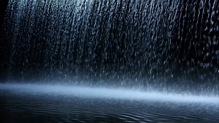 Cascading waterfall flowing into rippling pool creating serene natural atmosphere