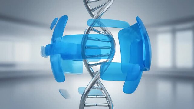 DNA Helix with Medical Technology Interface Representing Biotechnology Innovation