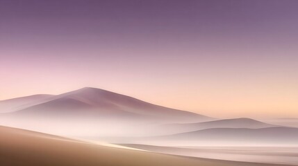 Misty Desert Landscape at Sunrise or Sunset.