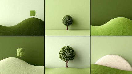 Minimalist Tree Landscapes in Various Stages.