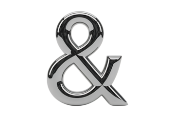3D Ampersand Symbol Isolated on Transparent Background, Modern Typography Design
