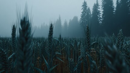 Misty Forest Landscape with Tall Trees 3.