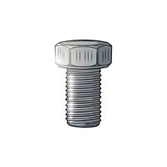 A detailed illustration of a hexagonal head bolt with precise threading, showcasing its metallic sheen and industrial design.