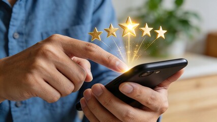 User tapping screen to trigger five golden stars.