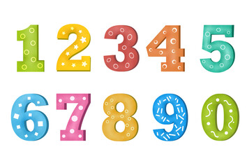 Colorful numbers set for preschool , kindergarten, school ,kids education.