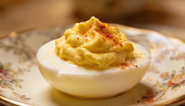 A classic deviled egg recipe with paprika topping, perfect party appetizer, savory snack idea, appetizer.