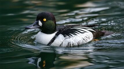 Fototapeta premium Barrows Goldeneye: A Stunning Aquatic Avian Native to North America
