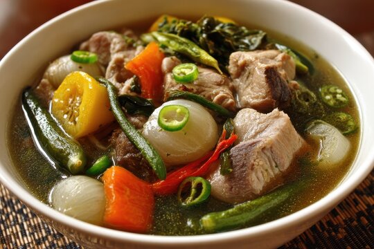 Sinigang na Baboy: A Heartwarming Filipino Soup Stew with Tender Pork, Tamarind Delight, and Fresh Vegetables