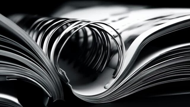 Medium shot of spiral bound event booklets open on a creative workspace emphasizing flexibility and ease of use for interactive multipage documents.