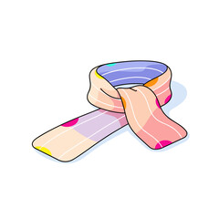 Colorful wool scarf with polka dots on white background  