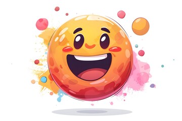 Happy Cartoon Emoji With Colorful Splashes smile laughing Photo