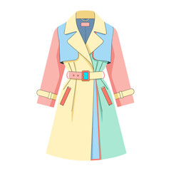 Colorful trench coat with belt in pastel shades  