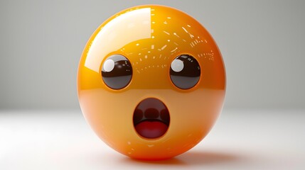 Orange Emoji Ball with Wide Open Mouth face expression Photo