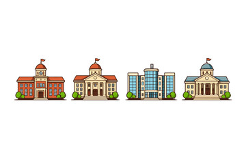 Collection of diverse architectural styles of educational and governmental buildings