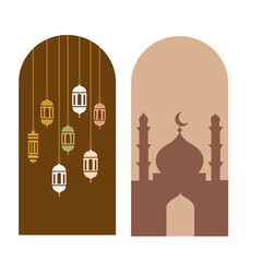 Oriental style Islamic ramadan kareem and eid mubarak windows and arches