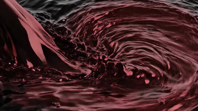 Crimson Swirl: The dynamic force of nature is expressed in the turbulent dance of swirling water in shades of deep crimson. The liquid texture of water creates a breathtaking abstract artwork.