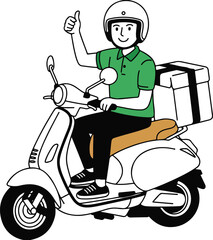 Delivery Person on Scooter Giving Thumbs Up