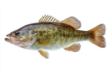 Smallmouth Bass on White: Freshwater Fish Captured in Vibrant Detail, Isolated for Focus on Natural Beauty