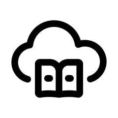 Cloud Book Modern Line Icon. Professional minimal vector symbol representing online reading digital library and cloud storage for knowledge.