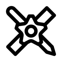 Pen Ruler Gear Modern Line Icon. Professional minimal vector symbol representing design tools creativity drafting and technical planning.