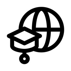 Global Education Modern Line Icon. Professional minimal vector symbol representing international learning knowledge and academic connection.