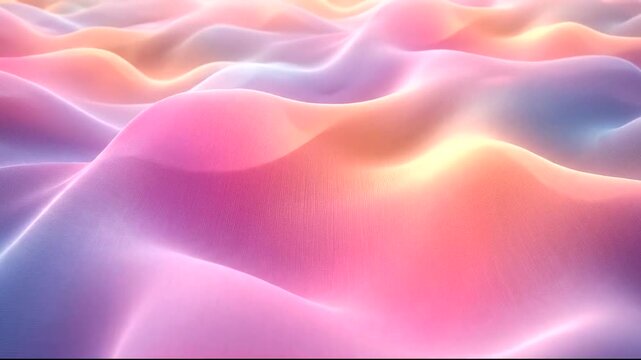 Colorful flowing fabric waves in soft pastel hues