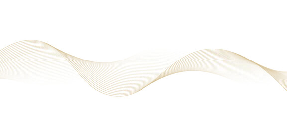 Luxury abstract gold wavy line pattern (guilloche curves) with copy space. Elegant golden color smooth gradient on white background. Premium vector striped texture for banner, business backdrop.