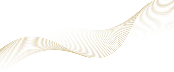 Luxury abstract gold wavy line pattern (guilloche curves) with copy space. Elegant golden color smooth gradient on white background. Premium vector striped texture for banner, business backdrop.