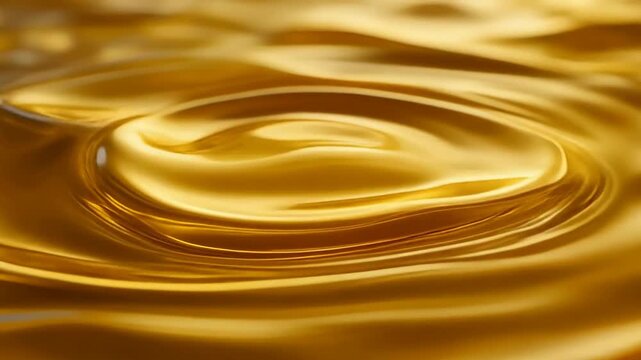 Closeup of golden liquid surface with ripples and waves abstract background texture. 4K Abstract Background Animation Video