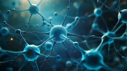 Closeup view of interconnected neurons in the human brain illustrating neural network activity. 4K Abstract Background Animation Video - Powered by Adobe