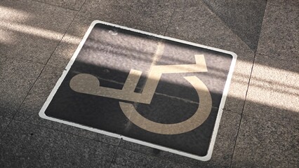 Wheelchair symbols for disabled on the floor at skytrain.