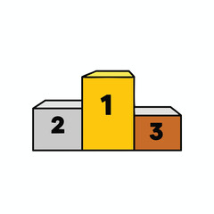 A podium illustration with three numbered steps in gold, silver, and bronze