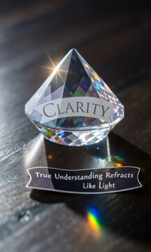 Crystal Gem with Clarity Inscription and Light Refraction