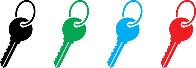 Key icon vector set. Keys symbol flat design isolated on white background. Vector illustration.