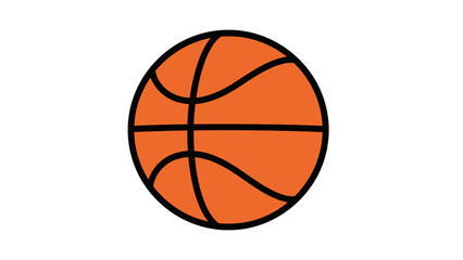 Stylized Orange Basketball Icon with Black Outlines Isolated White Background for Sports Theme