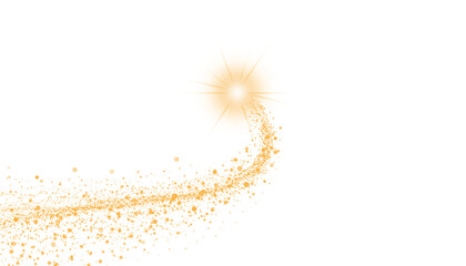 Energetic PNG Golden Particle Swoosh and Shimmering Magic Dust Wave with Vibrant Stardust