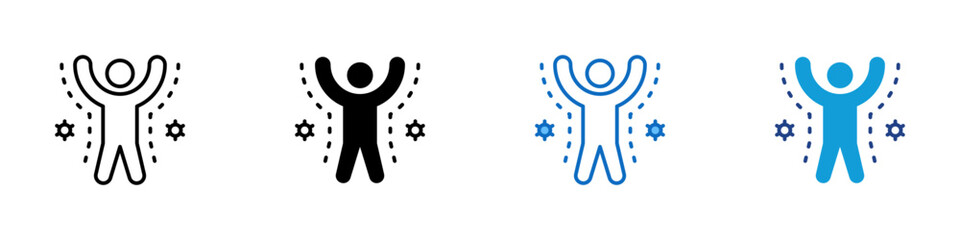 Body Immunity Multiple Style Icon Design Vector - Human figure with surrounding protection representing immune strength and body defense system