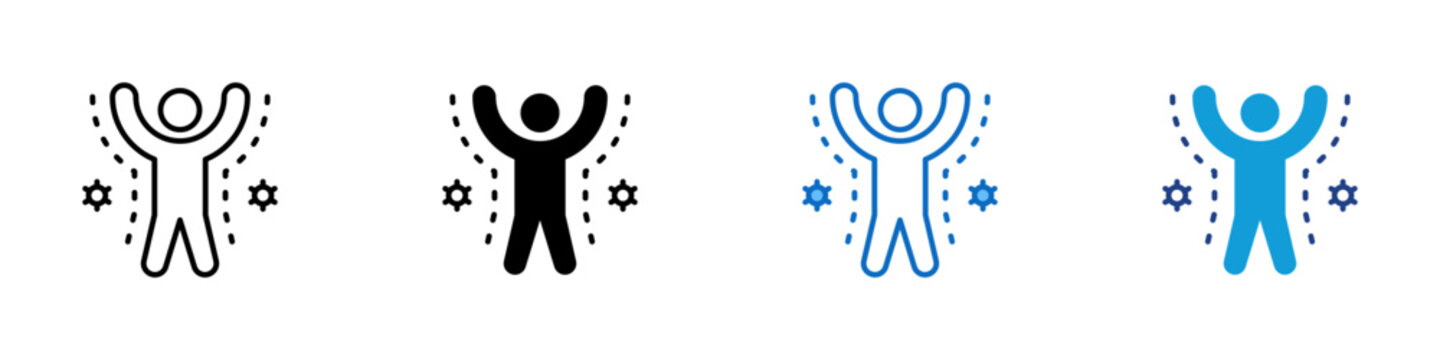 Body Immunity Multiple Style Icon Design Vector - Human figure with surrounding protection representing immune strength and body defense system
