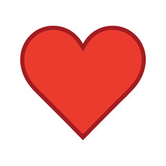 A simple illustration of a bright red heart shape on a white background