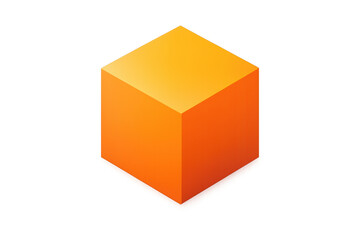 Fototapeta premium Orange isometric cube with gradient color on a transparent background, representing technology and innovation