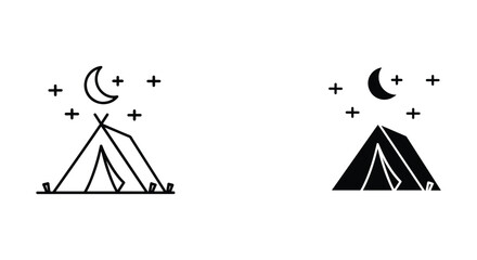 Camping tent under night sky with moon and stars © viduking