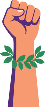 Raised female fist empowerment symbol flat vector