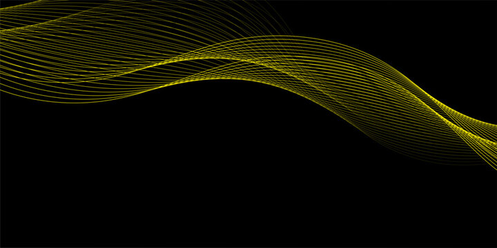 Black abstract backround with yellow curve line for backdrop or presentation
