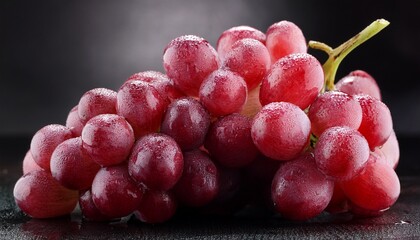 Fresh Red Grape Bunch With Water Droplets Still Life Food