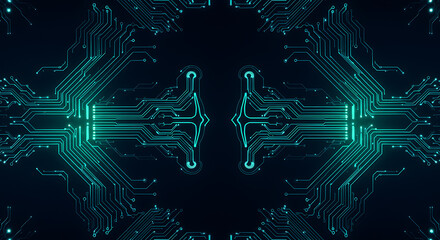 digital circuit board abstract background featuring glowing electronic data network connections for advanced computing and artificial intelligence concepts